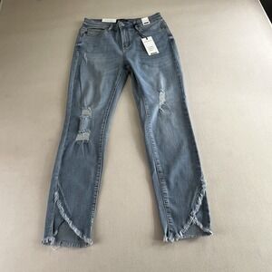 NWT Judy Blue Jeans Womens 9/29 Blue Light Wash Skinny Fit Distressed  JB8838
